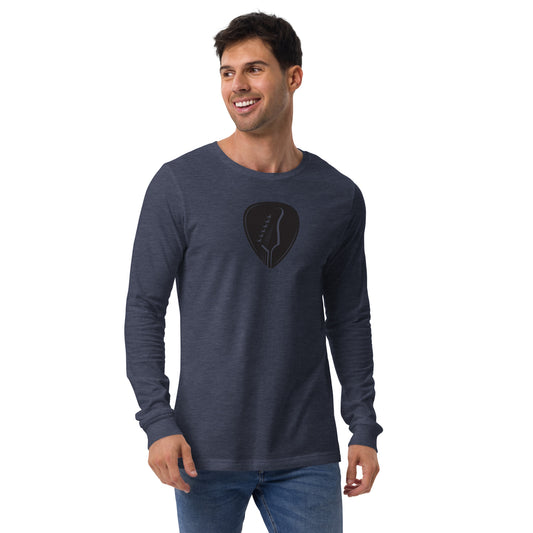 Guitar Pick in Heather Navy Long Sleeve Tee