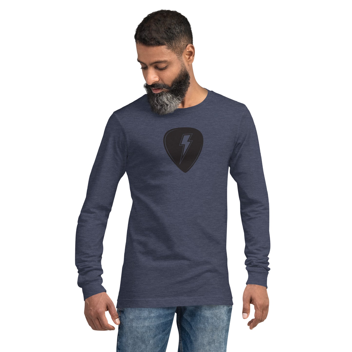 Lightning Pick in Heather Navy Long Sleeve Tee