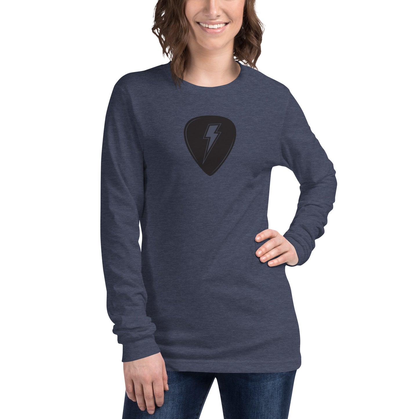 Lightning Pick in Heather Navy Long Sleeve Tee