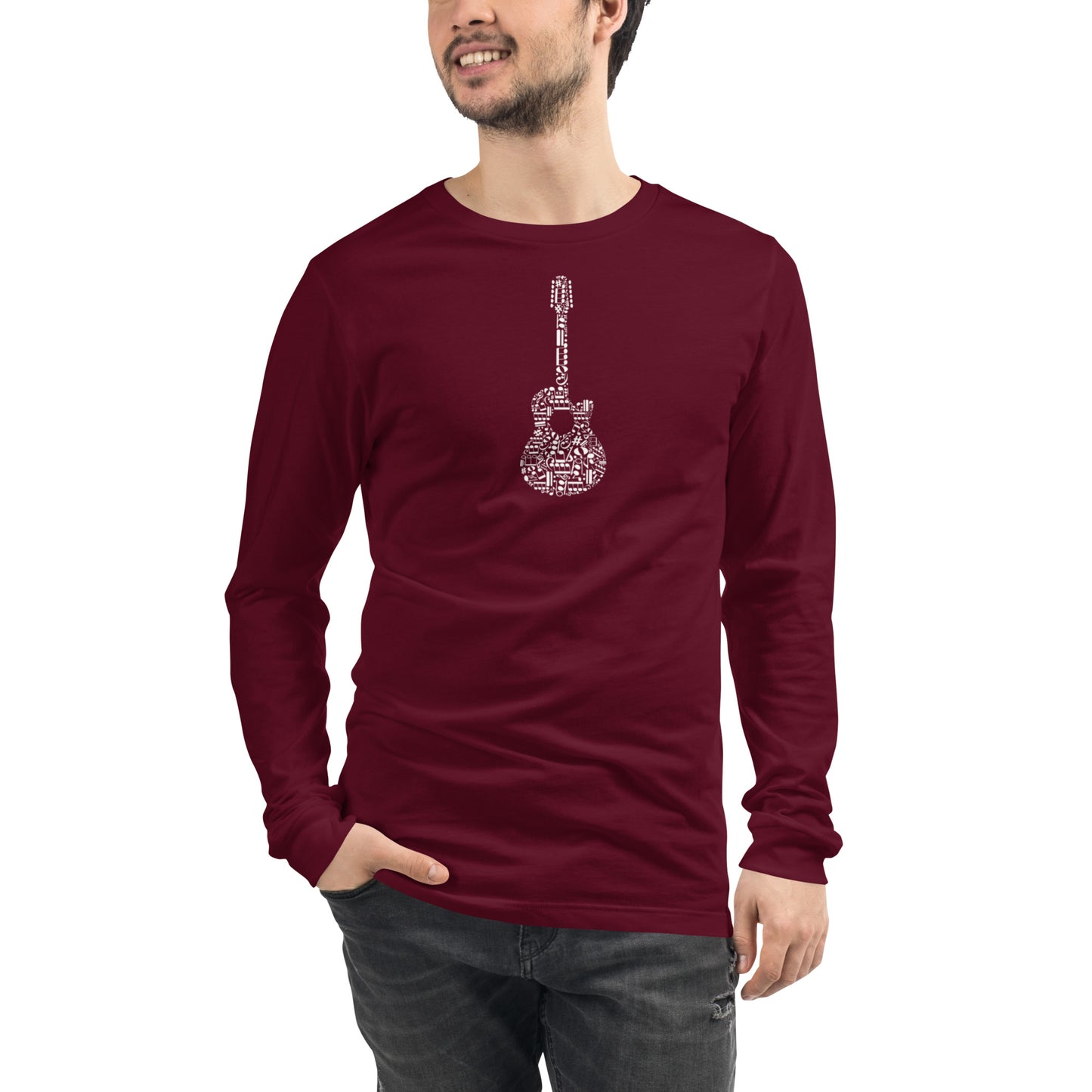 Music Notes Guitar  Long Sleeve Tee