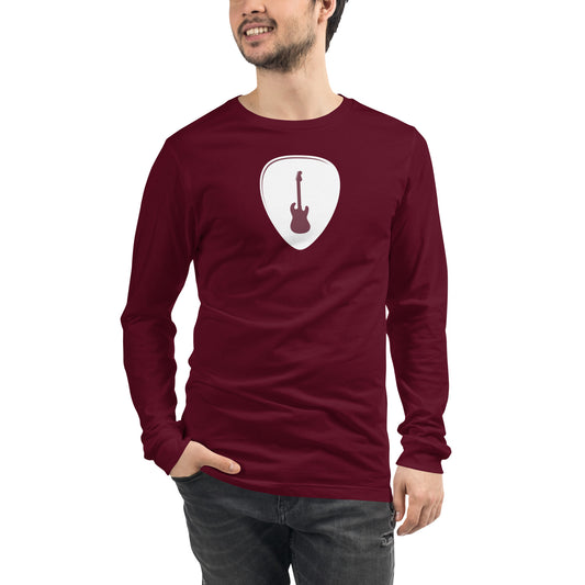 Guitar Pick in Maroon Long Sleeve Tee