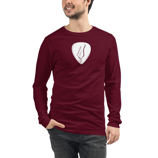 Guitar Pick in Maroon Long Sleeve Tee