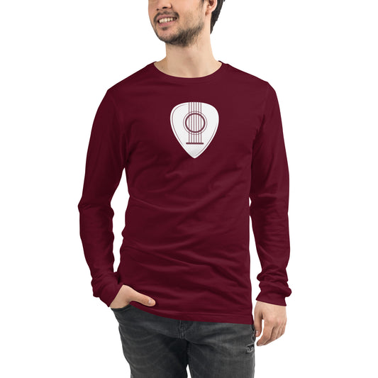 Guitar Pick in Maroon Long Sleeve Tee