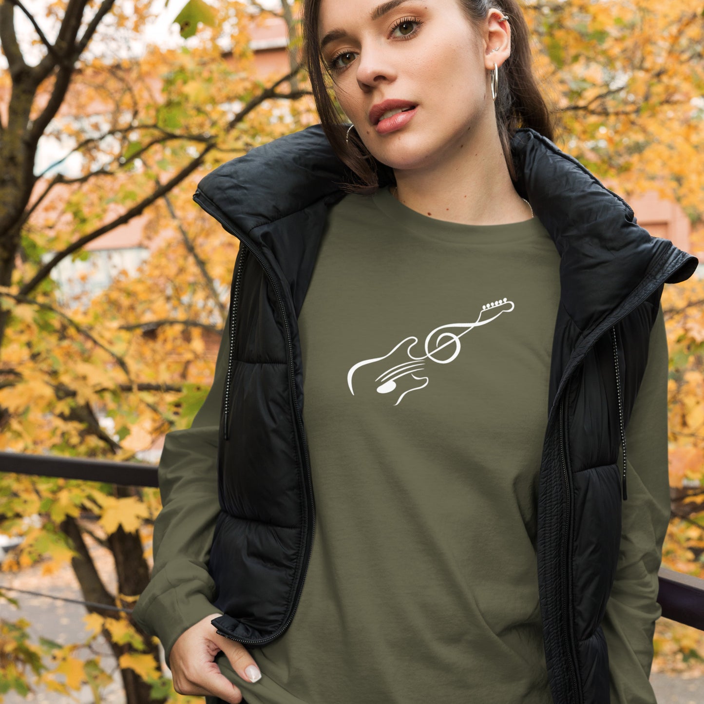 Music Note Guitar Long Sleeve Tee