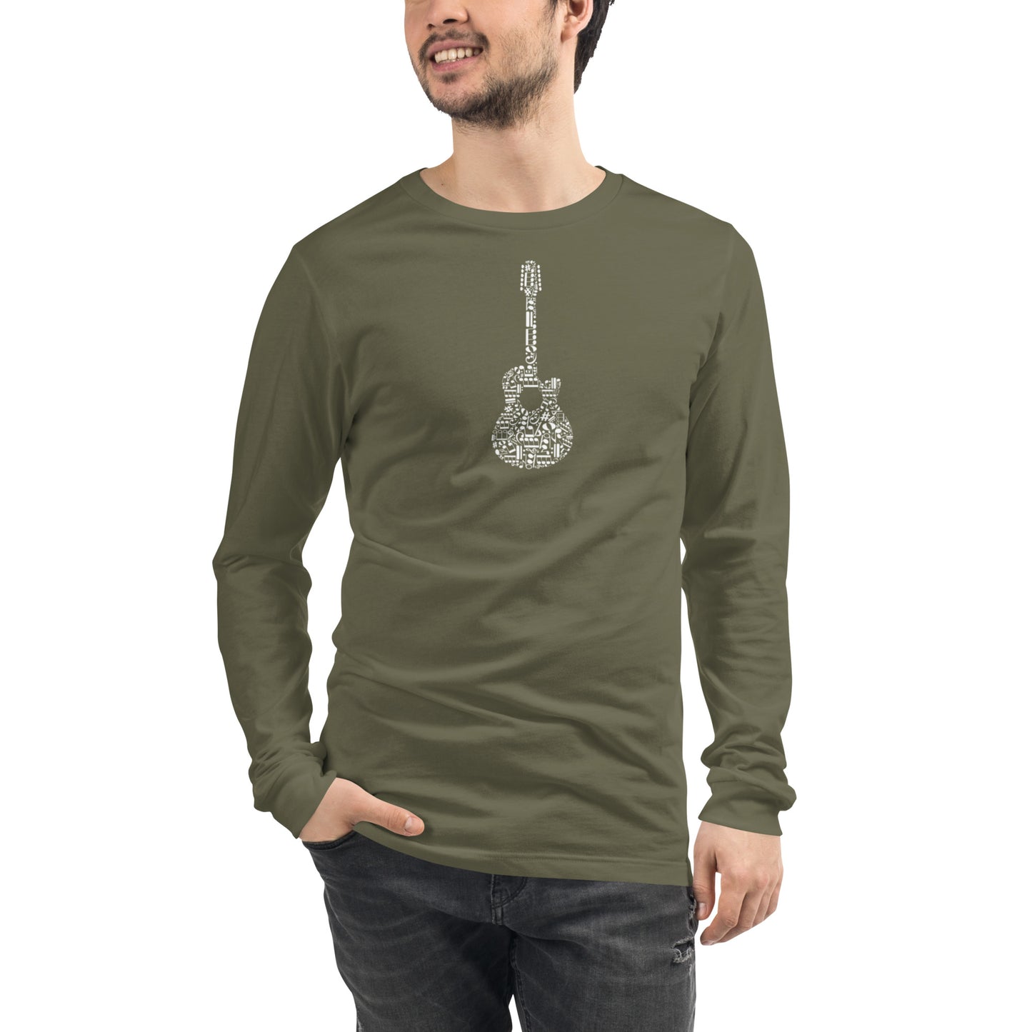 Music Notes Guitar  Long Sleeve Tee