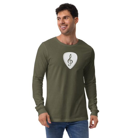 Treble Clef Pick in Military Green Long Sleeve Tee