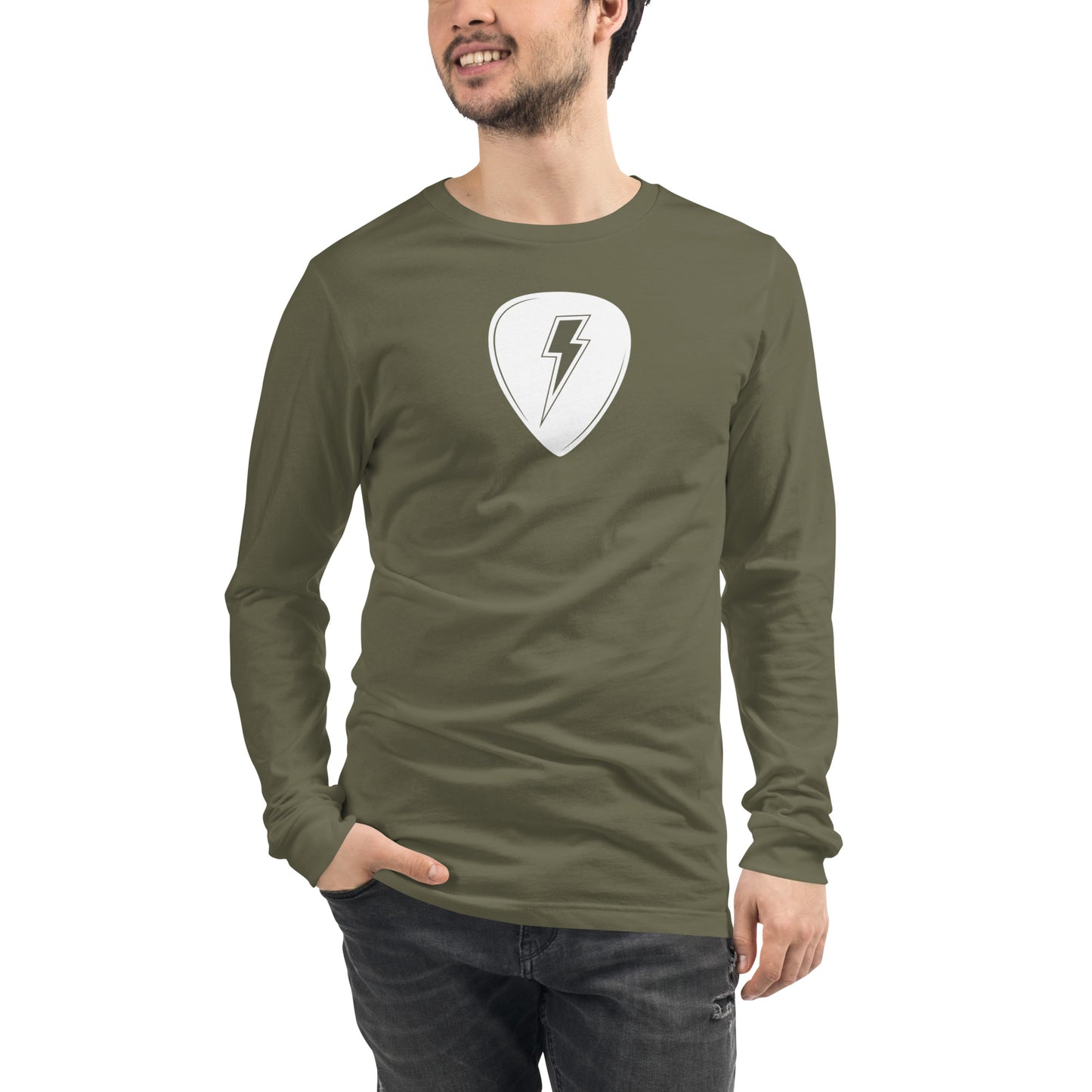 Lightning Pick in Military Green Long Sleeve Tee