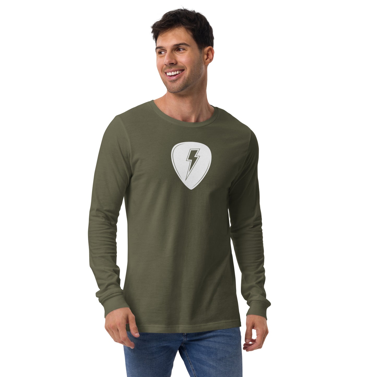 Lightning Pick in Military Green Long Sleeve Tee