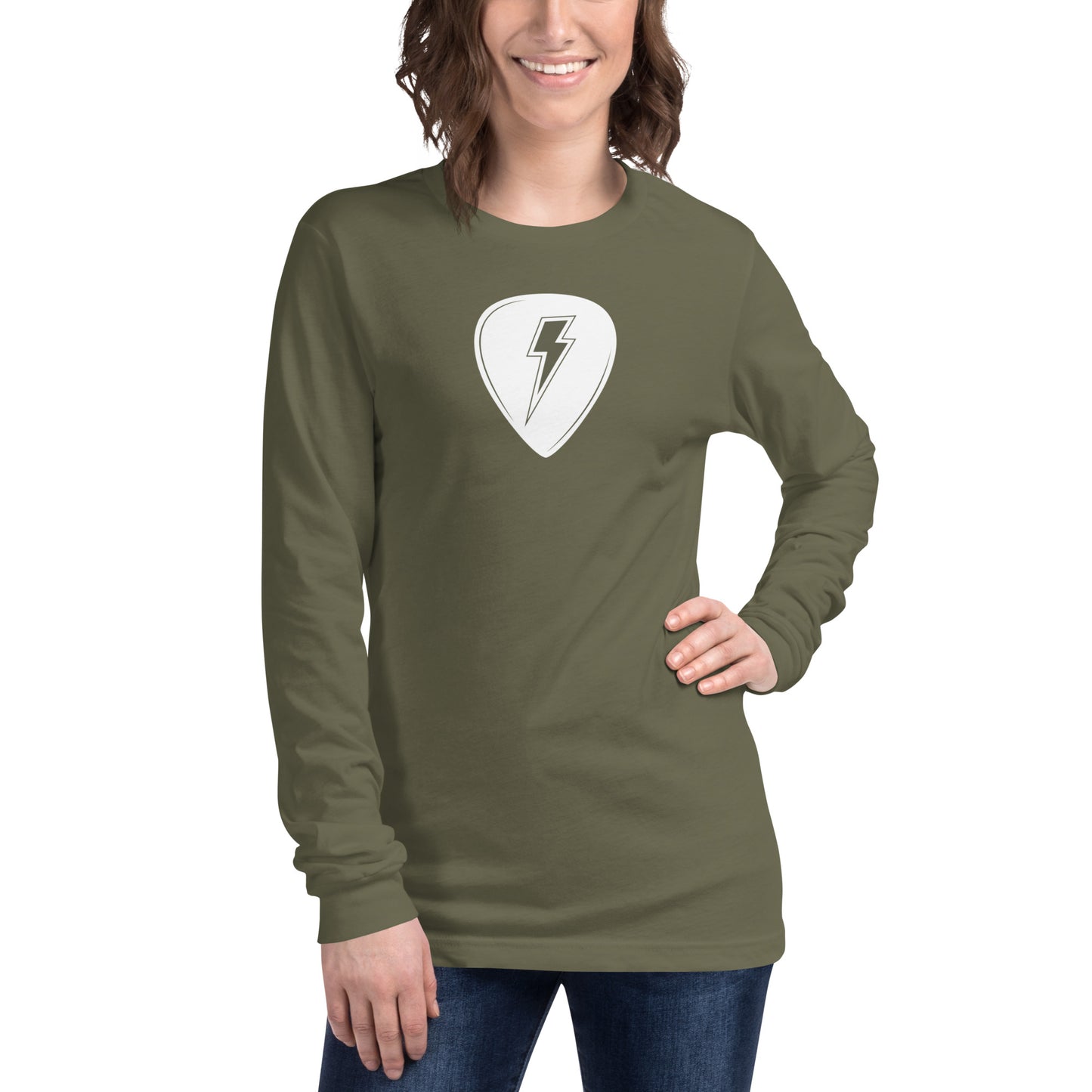 Lightning Pick in Military Green Long Sleeve Tee