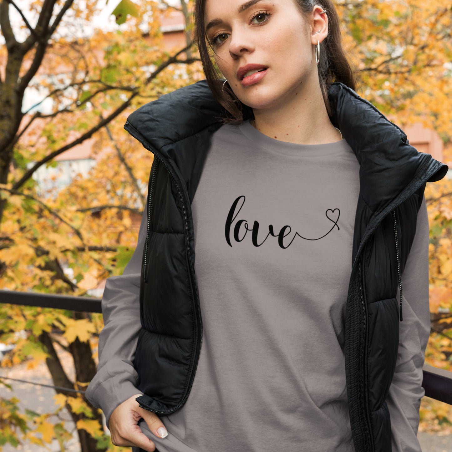 Love (heart) (black) Long Sleeve Tee