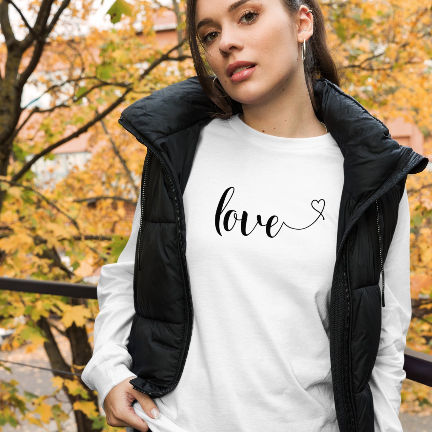 Love (heart) (black) Long Sleeve Tee