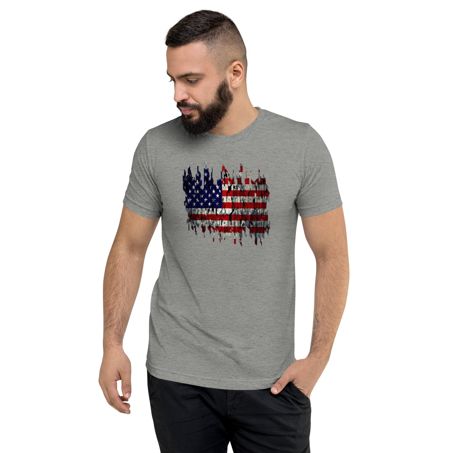 Torn American Flag Short Sleeve T-Shirt