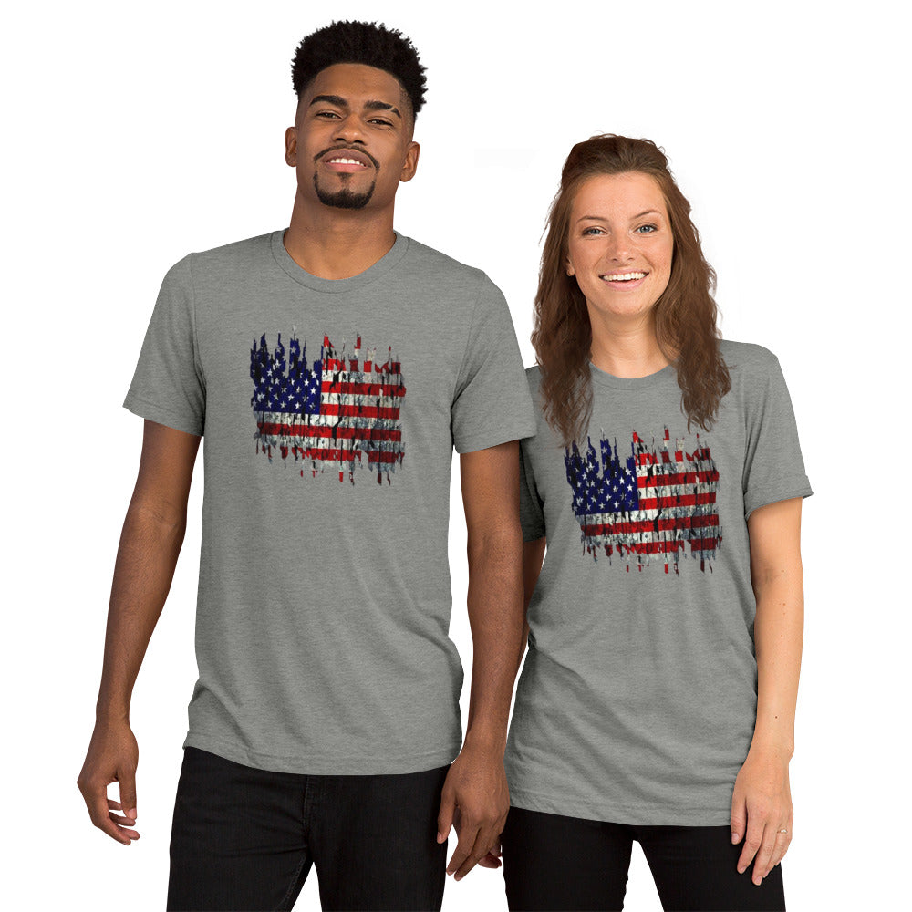 Torn American Flag Short Sleeve T-Shirt