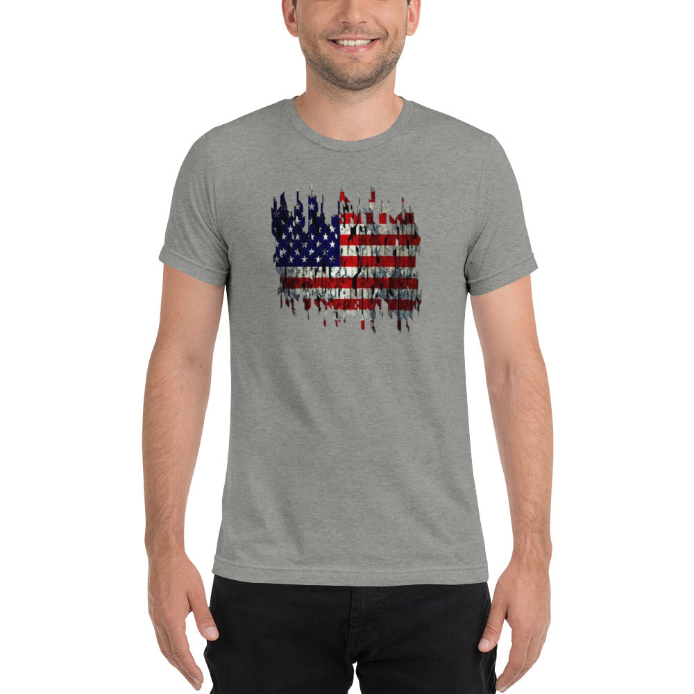 Torn American Flag Short Sleeve T-Shirt