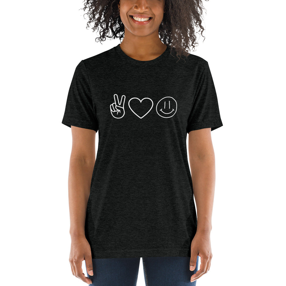 Peace Love Happiness Short Sleeve T-Shirt