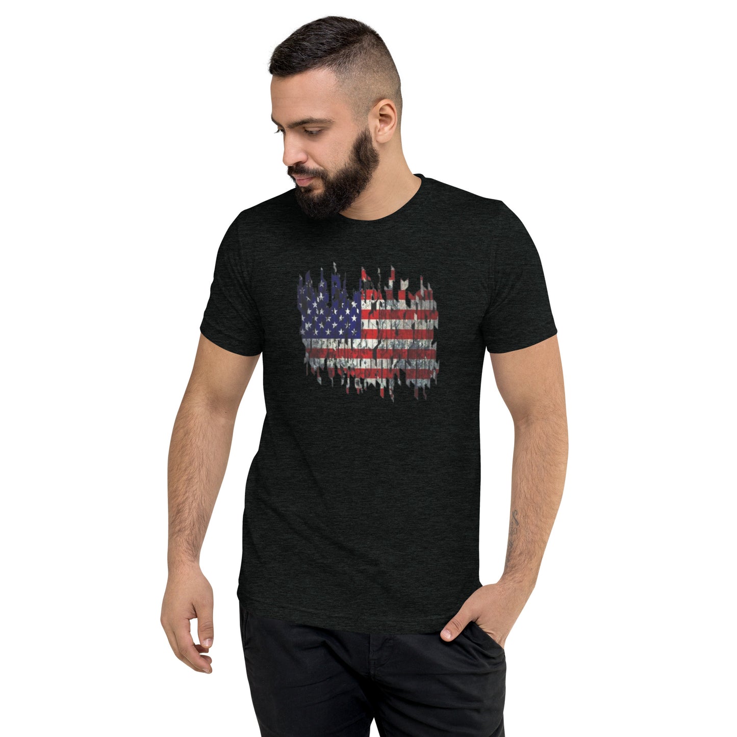 Torn American Flag Short Sleeve T-Shirt