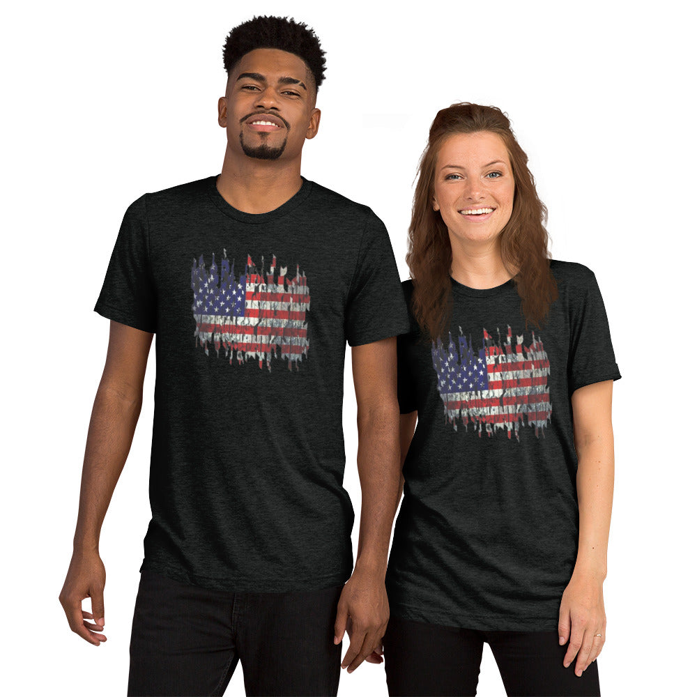 Torn American Flag Short Sleeve T-Shirt