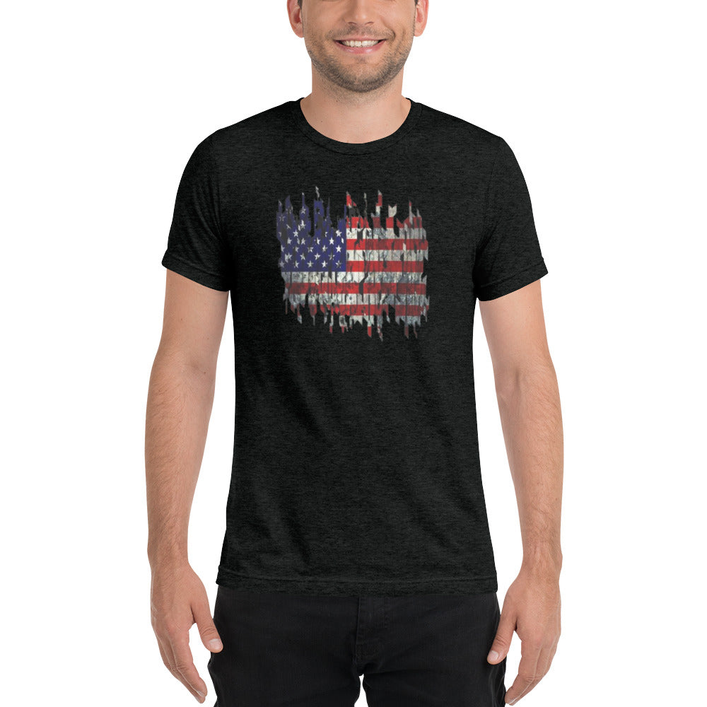 Torn American Flag Short Sleeve T-Shirt