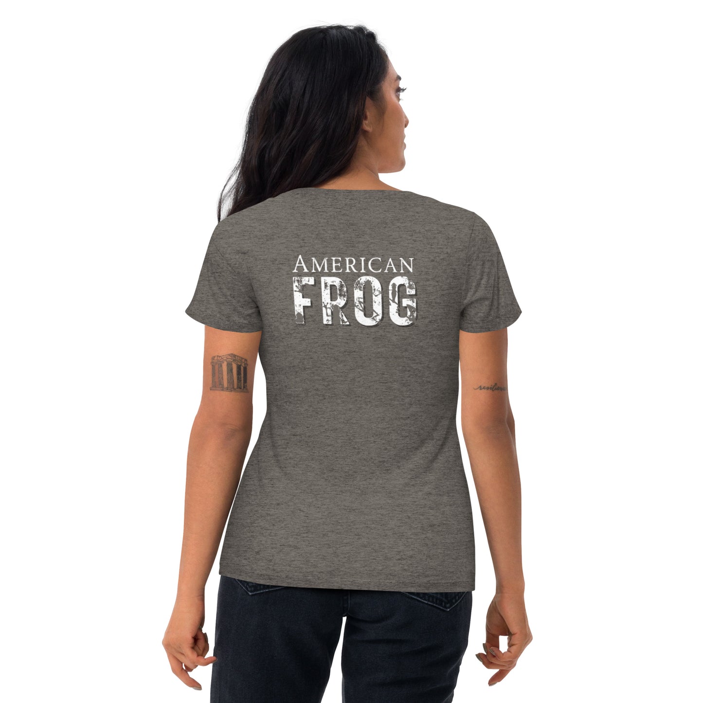 American Frog in Dark Gay Short Sleeve T-Shirt