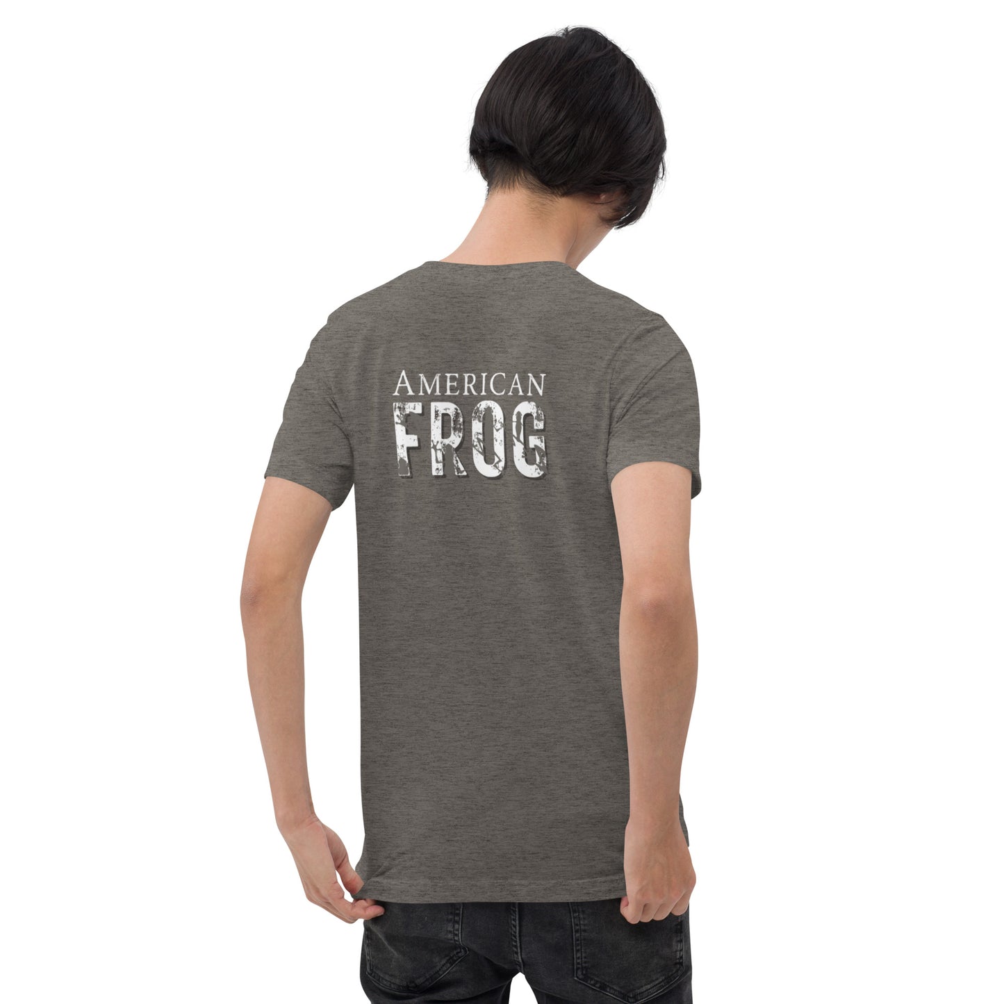 American Frog in Dark Gay Short Sleeve T-Shirt