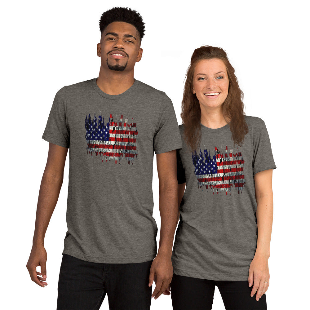 Torn American Flag Short Sleeve T-Shirt