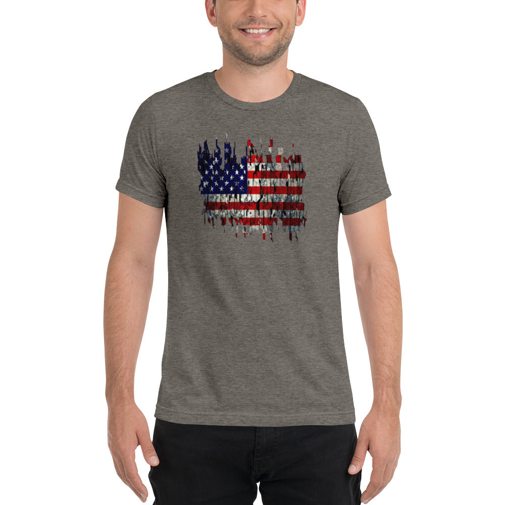 Torn American Flag Short Sleeve T-Shirt