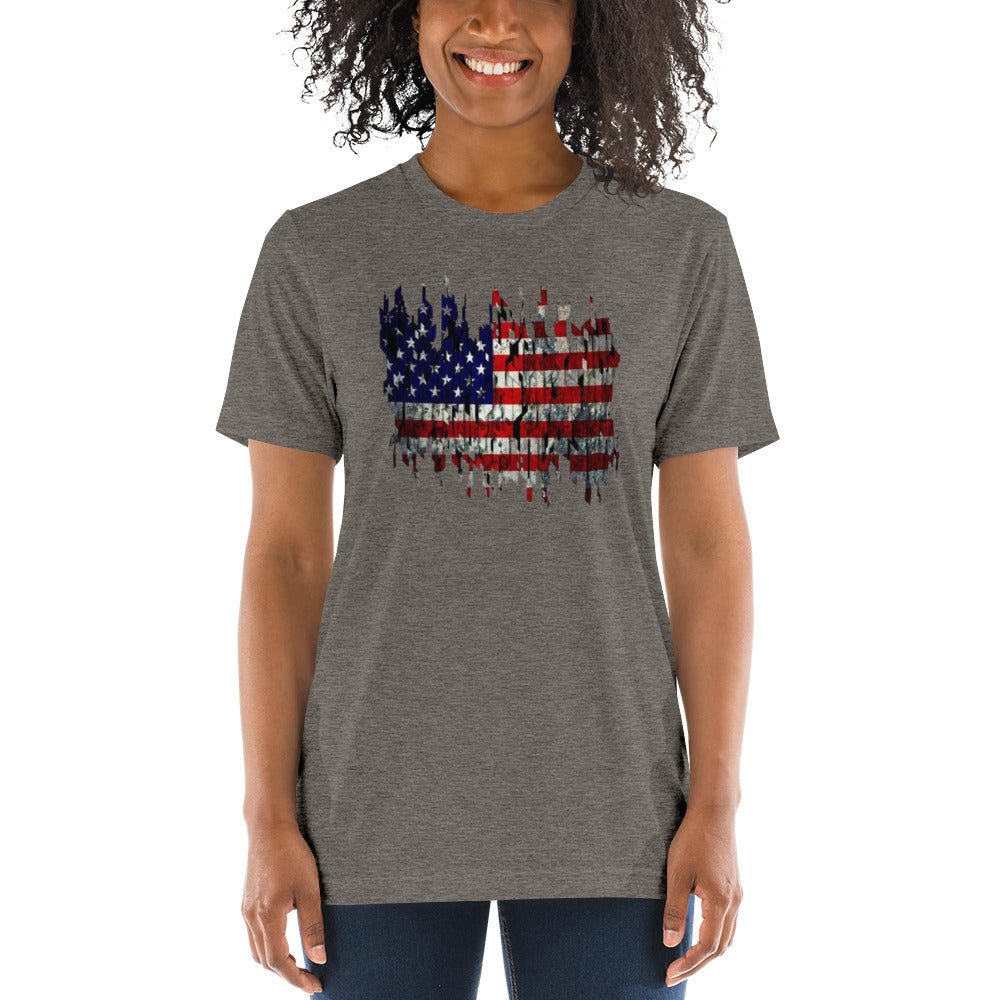 Torn American Flag Short Sleeve T-Shirt