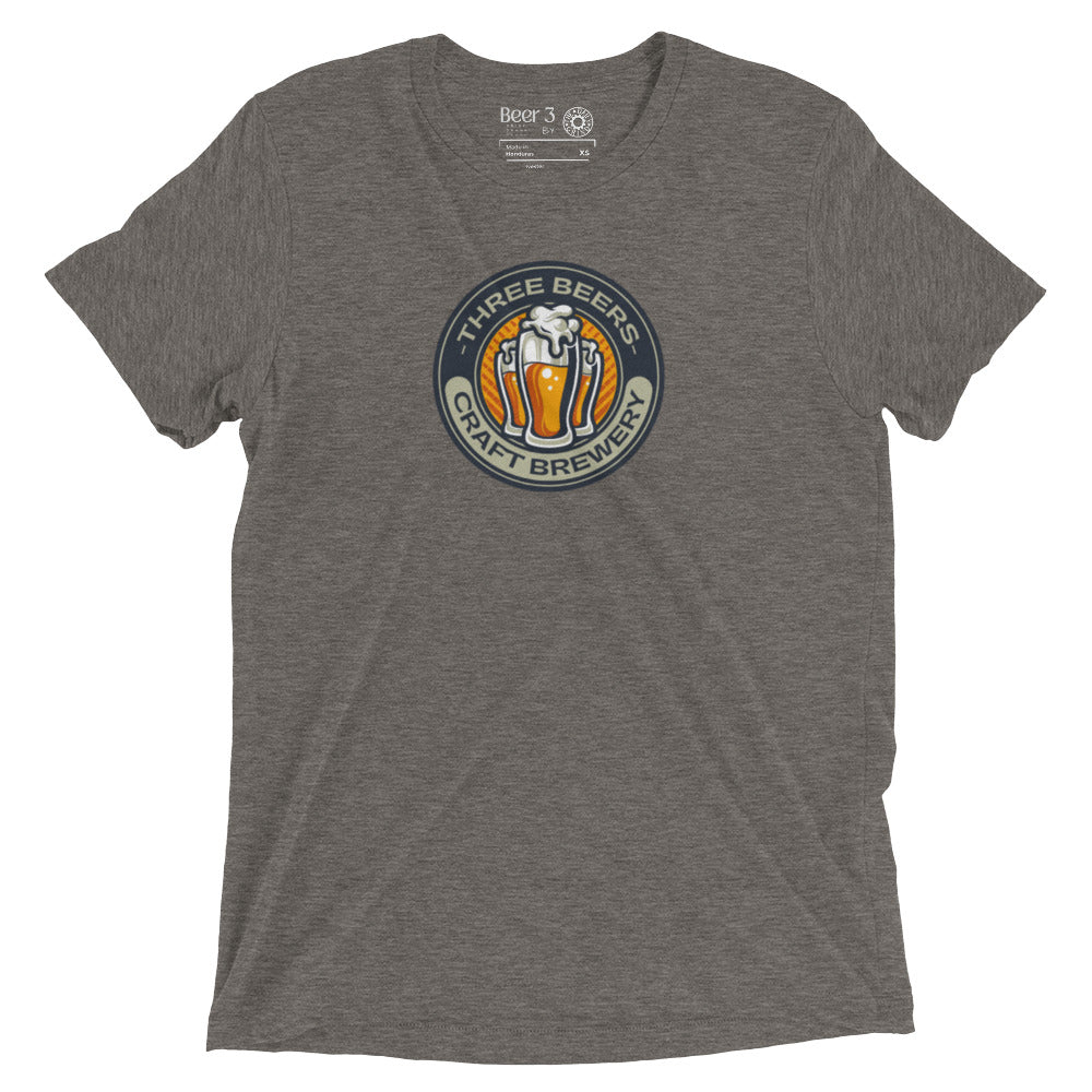 Three Beers- Gray Short Sleeve T-Shirt