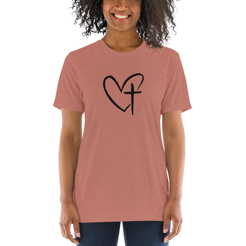 Heart w/ Cross Short Sleeve T-Shirt