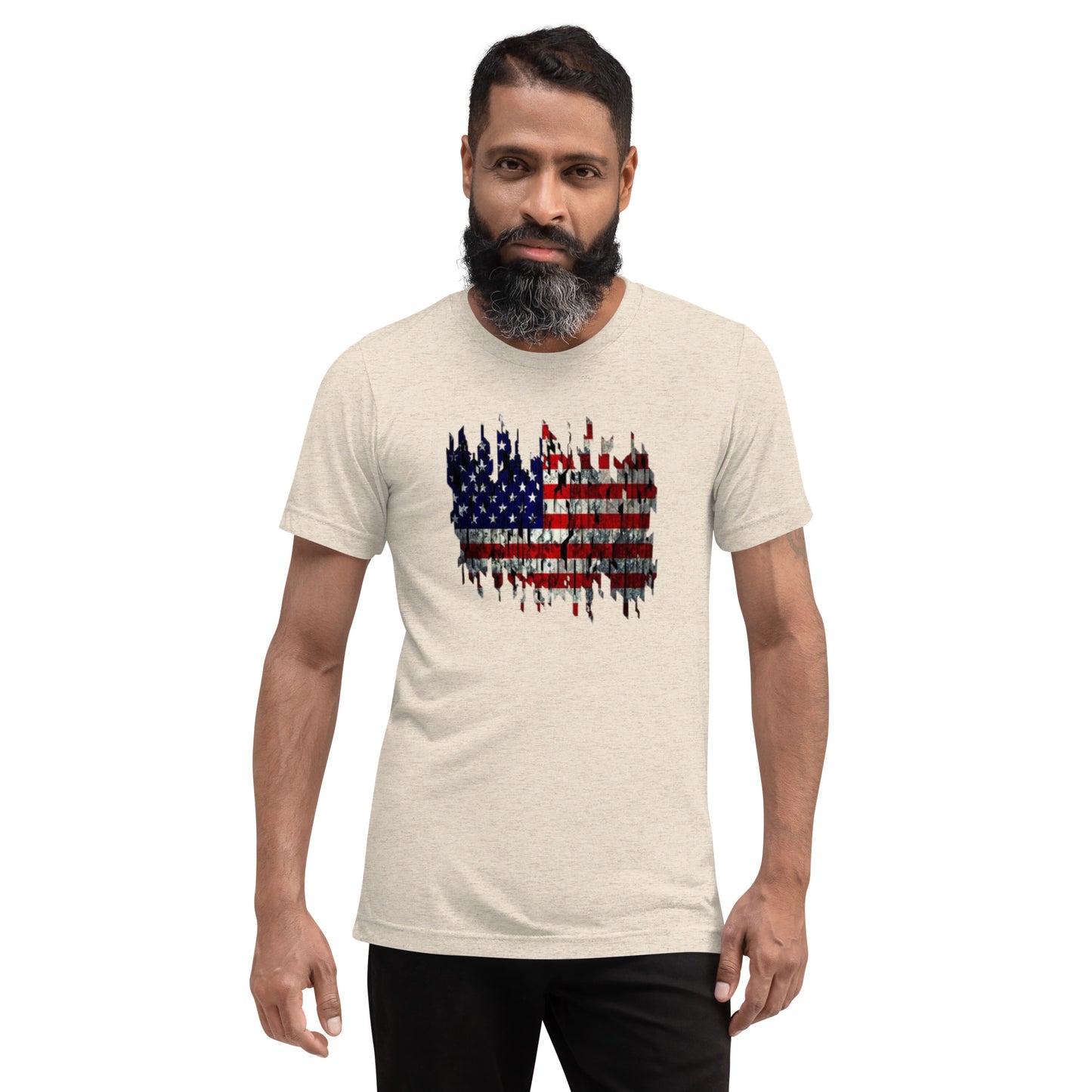 Torn American Flag Short Sleeve T-Shirt