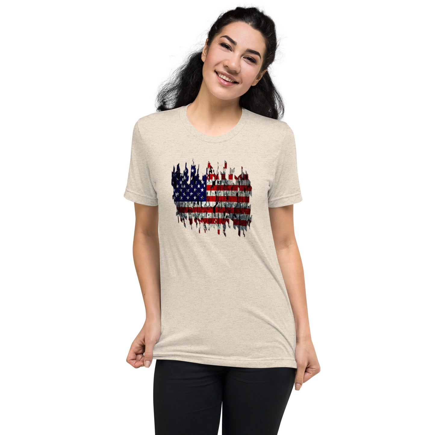 Torn American Flag Short Sleeve T-Shirt