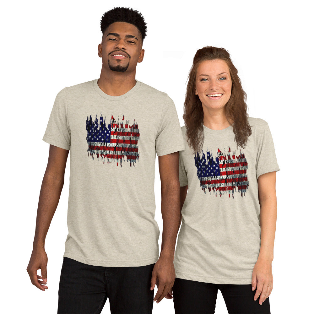 Torn American Flag Short Sleeve T-Shirt