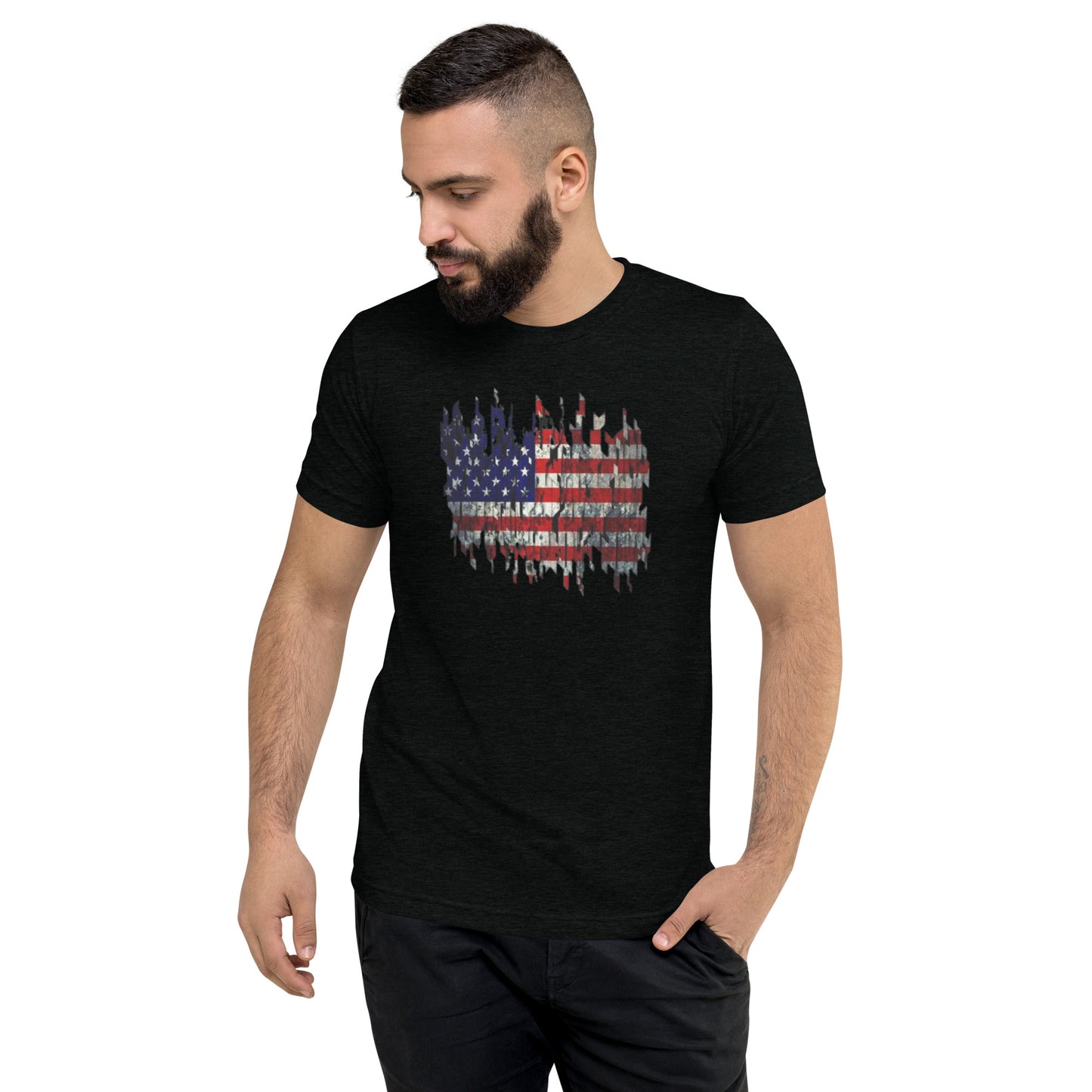 Torn American Flag Short Sleeve T-Shirt