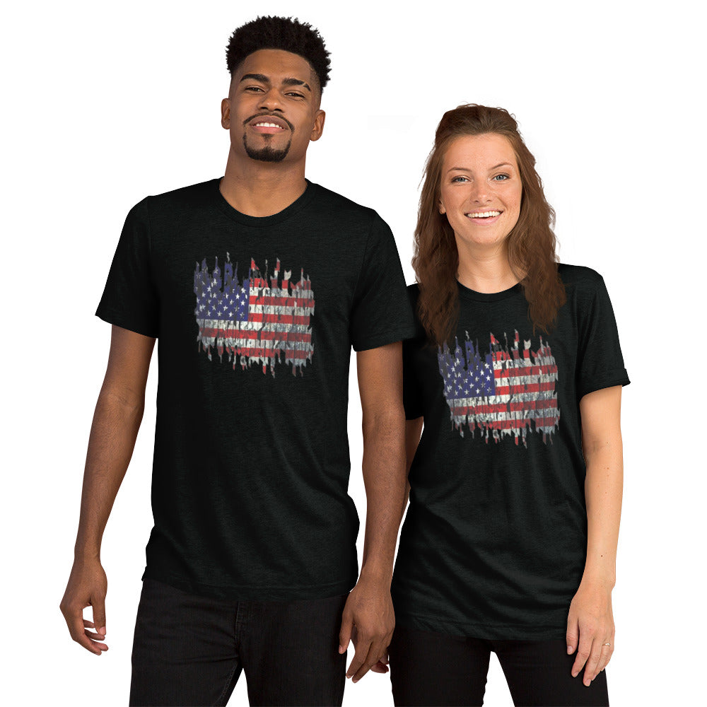 Torn American Flag Short Sleeve T-Shirt