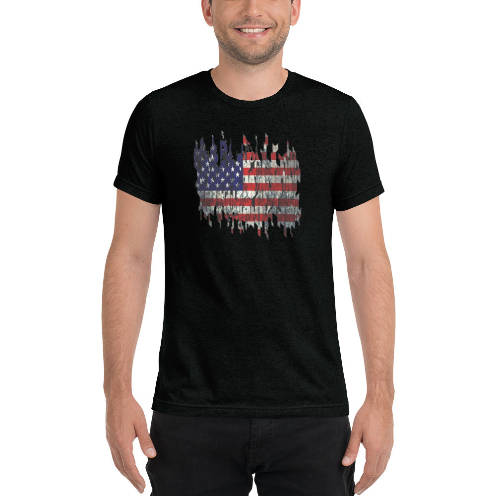 Torn American Flag Short Sleeve T-Shirt