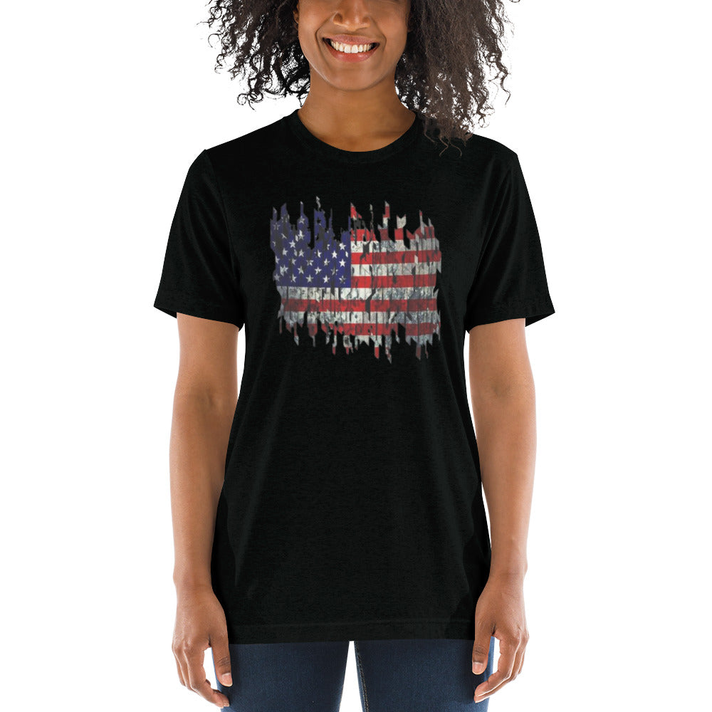 Torn American Flag Short Sleeve T-Shirt