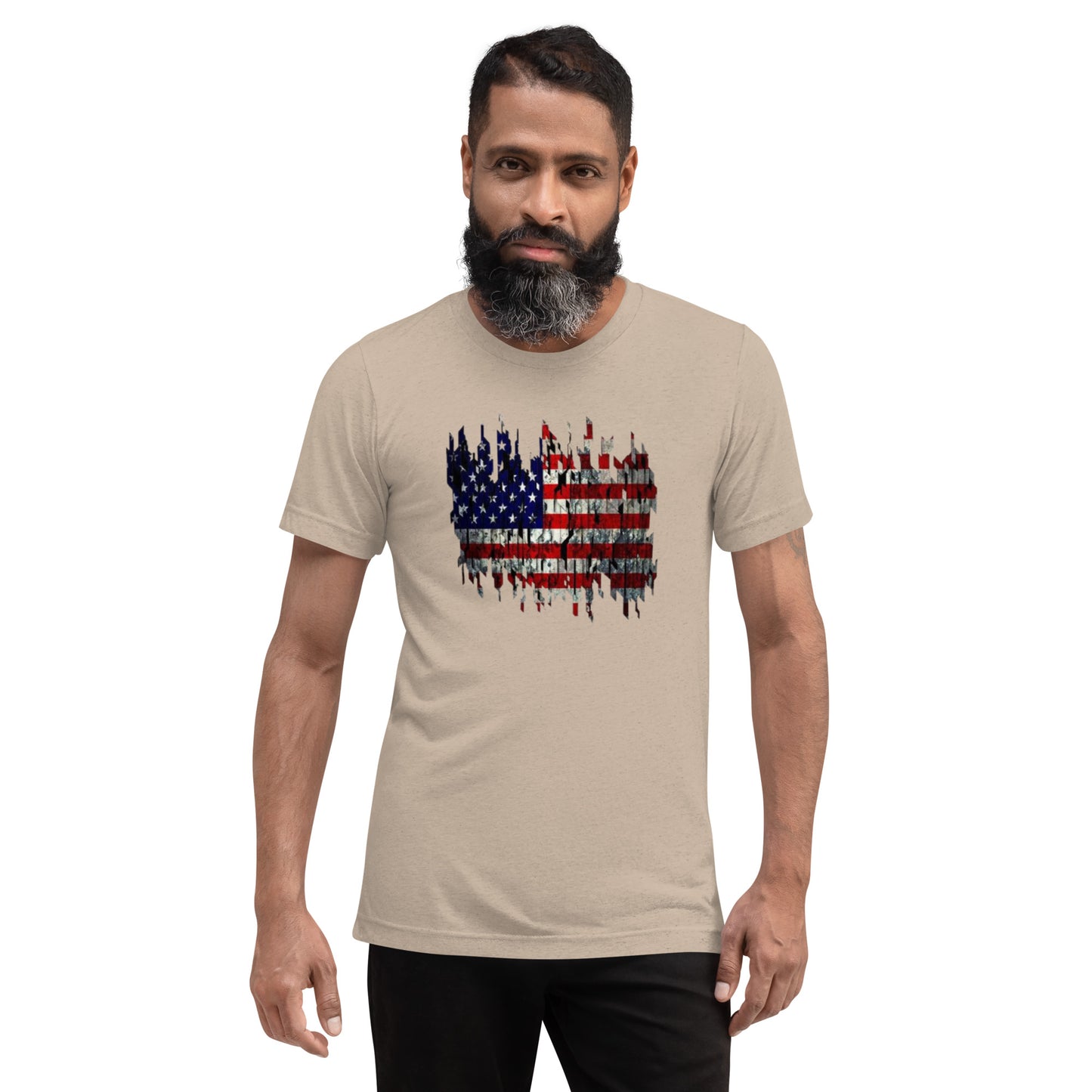 Torn American Flag Short Sleeve T-Shirt