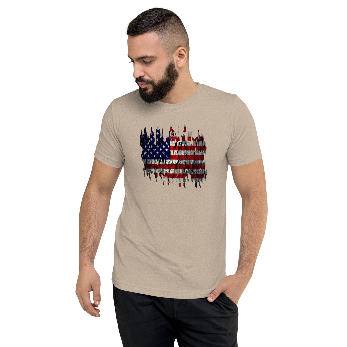 Torn American Flag Short Sleeve T-Shirt