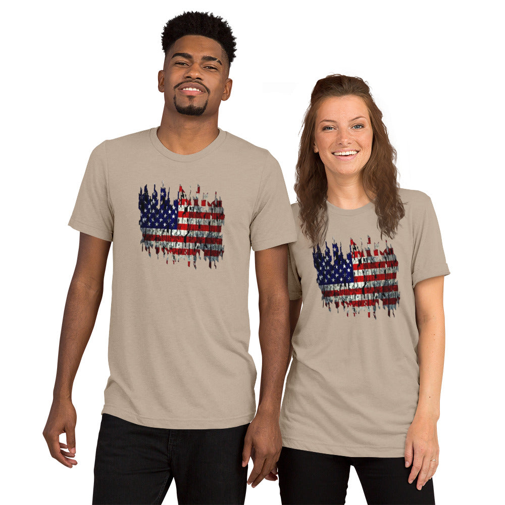 Torn American Flag Short Sleeve T-Shirt