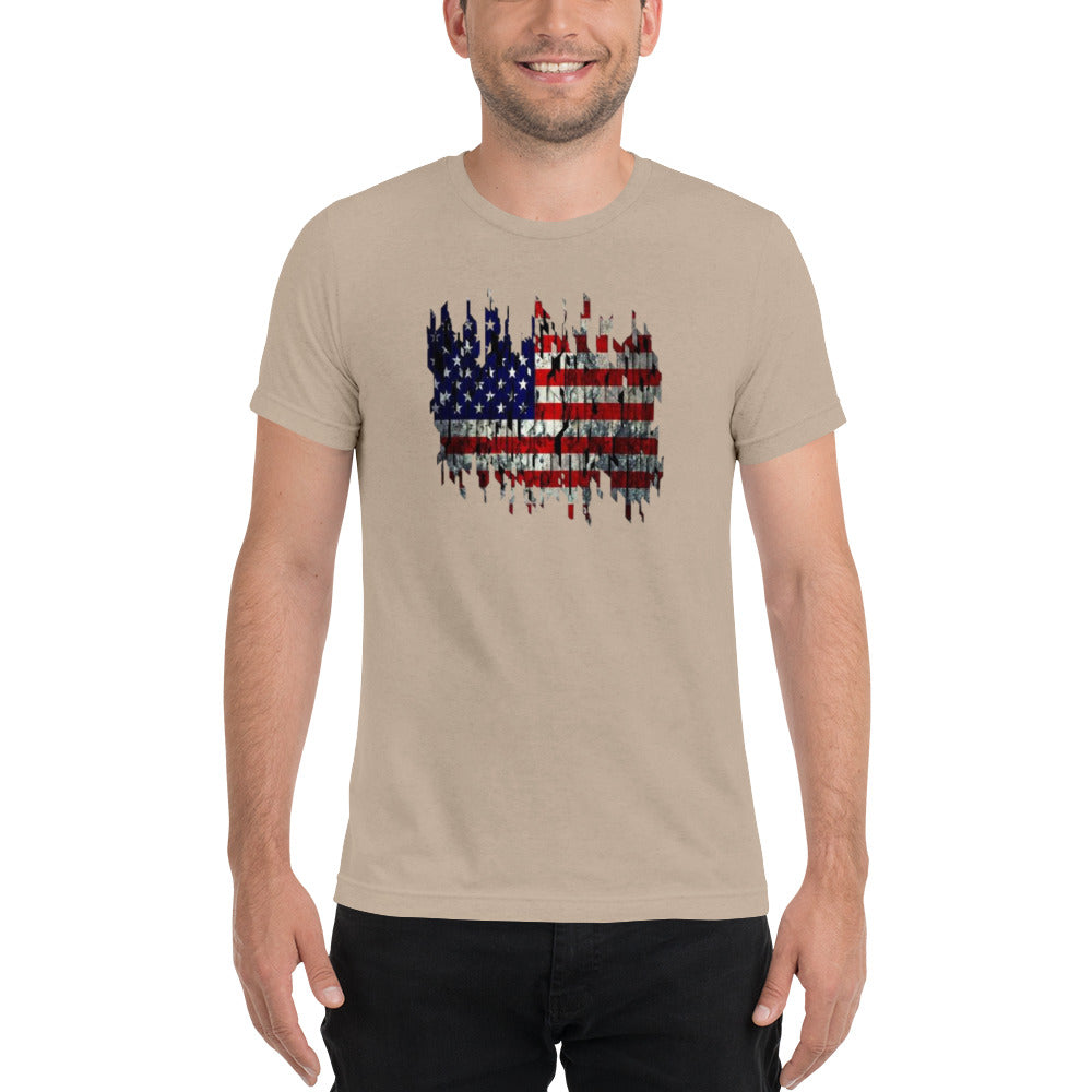 Torn American Flag Short Sleeve T-Shirt