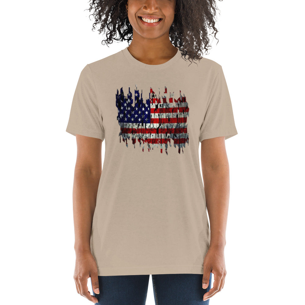 Torn American Flag Short Sleeve T-Shirt