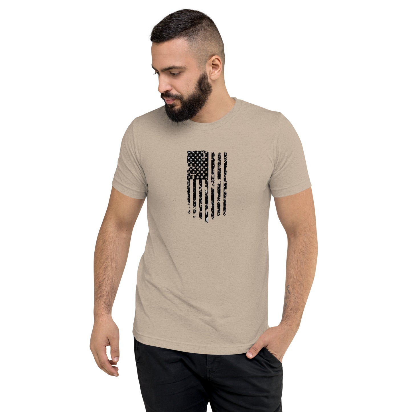 Vertical American Flag Short Sleeve T-Shirt