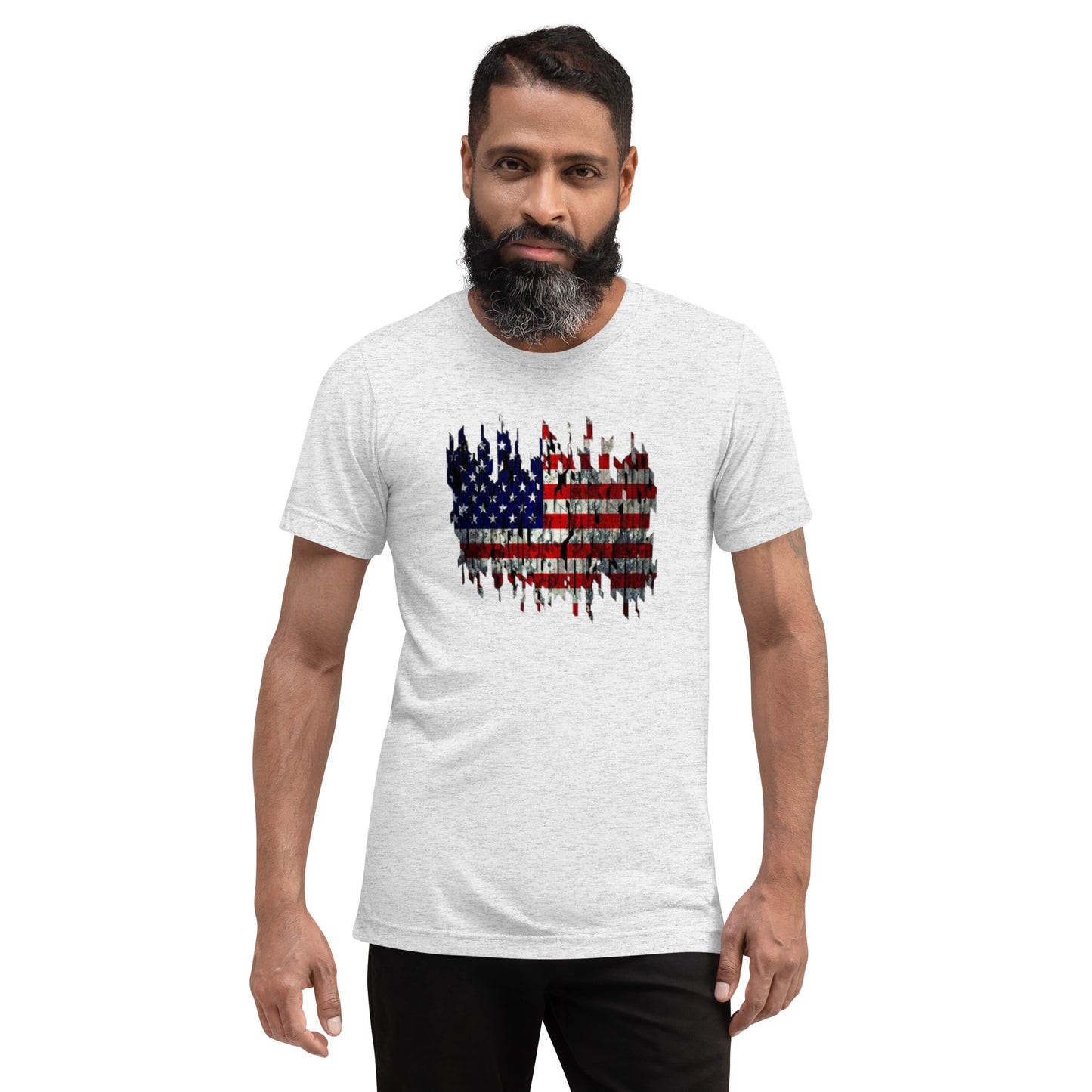 Torn American Flag Short Sleeve T-Shirt