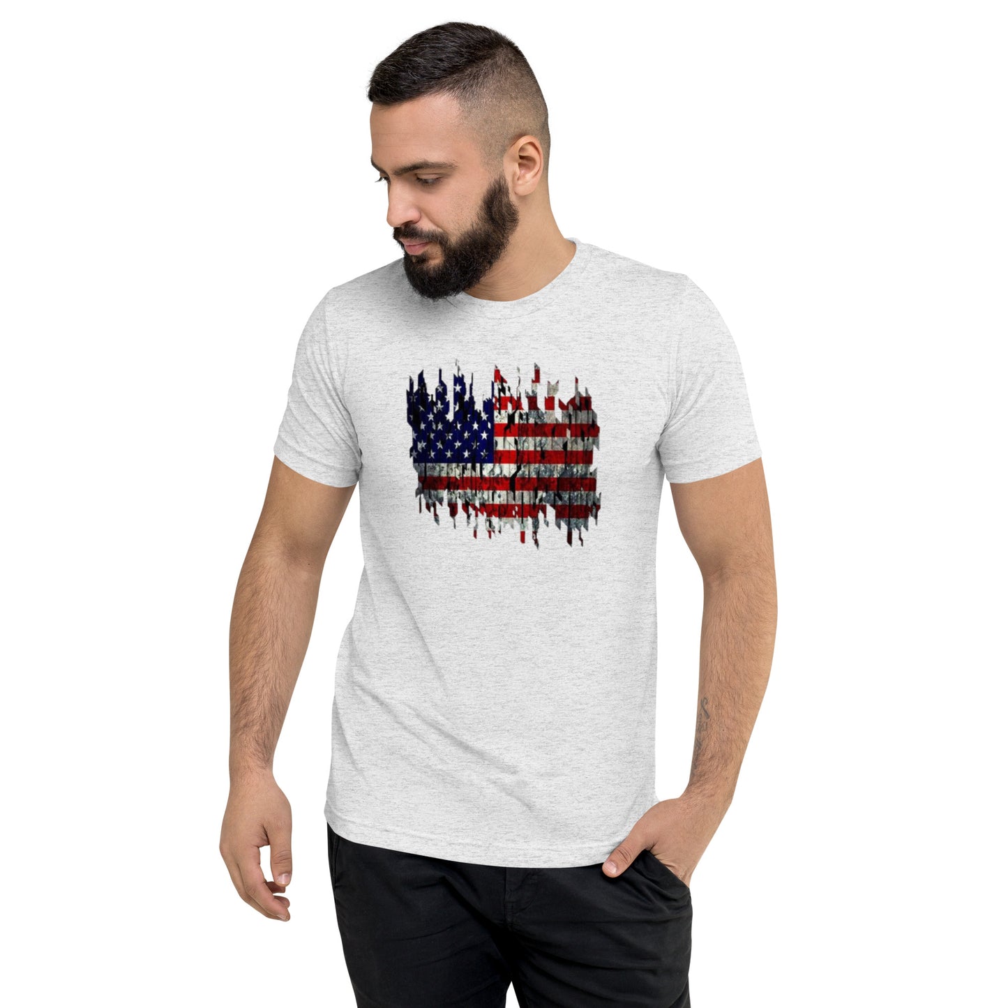 Torn American Flag Short Sleeve T-Shirt