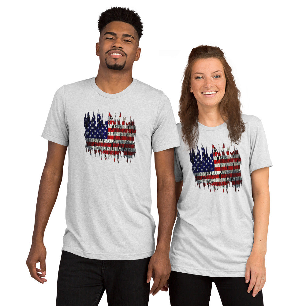 Torn American Flag Short Sleeve T-Shirt