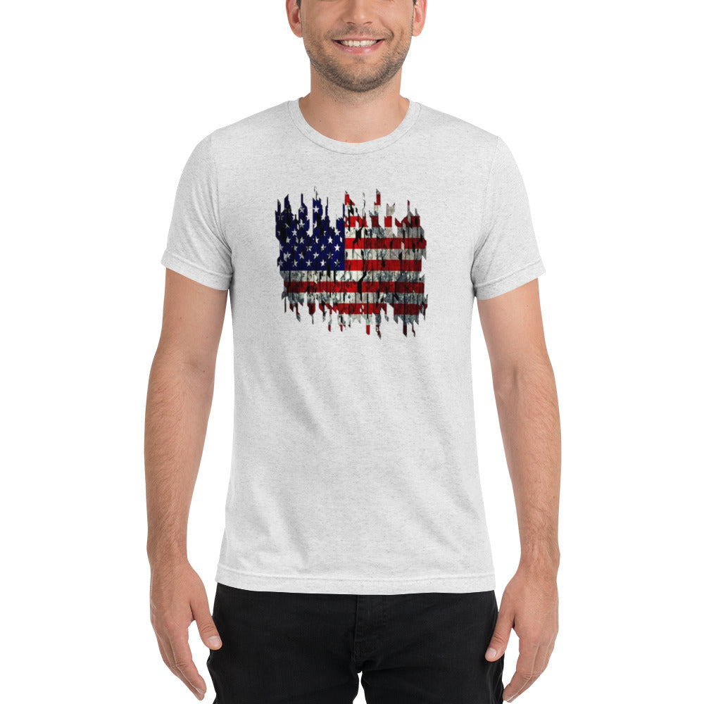 Torn American Flag Short Sleeve T-Shirt