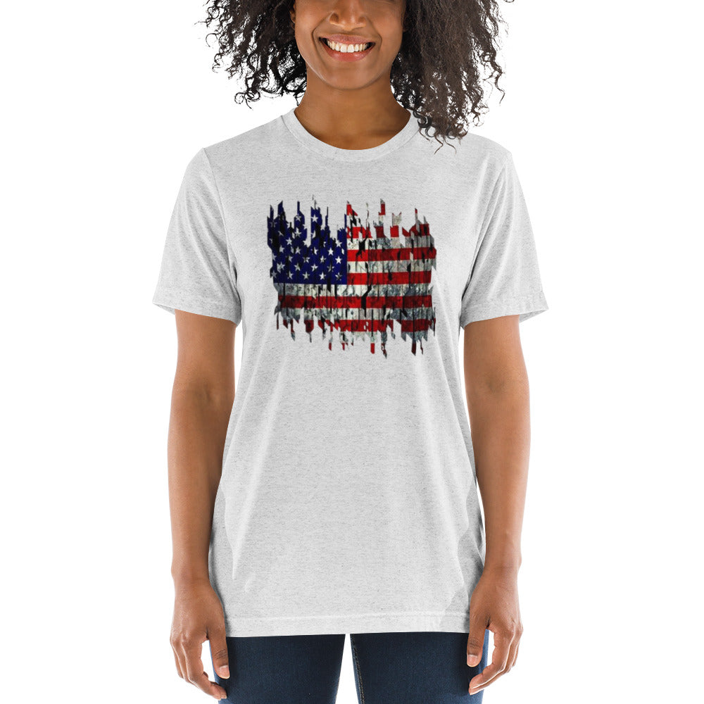 Torn American Flag Short Sleeve T-Shirt