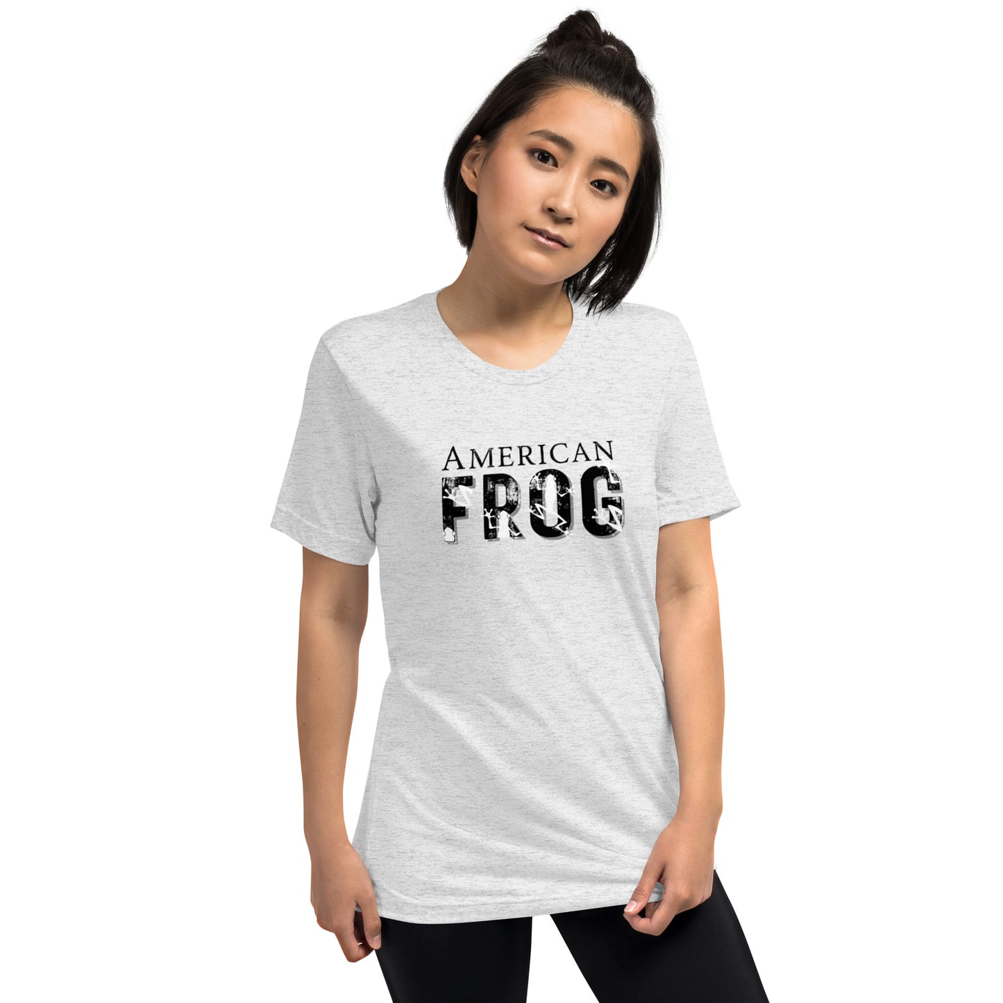 American Frog in White Fleck Short Sleeve T-Snirt