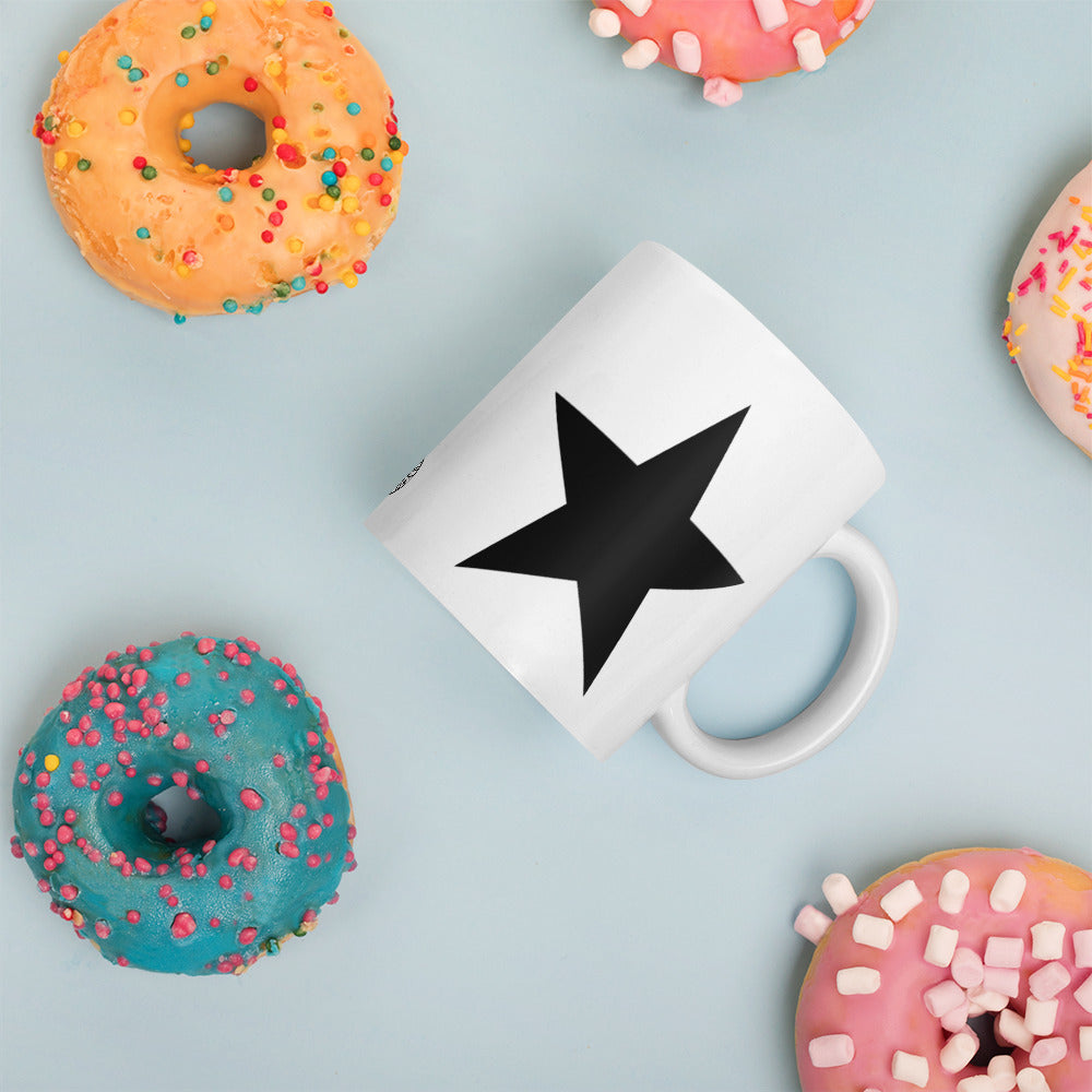 Black Star White Glossy Mug