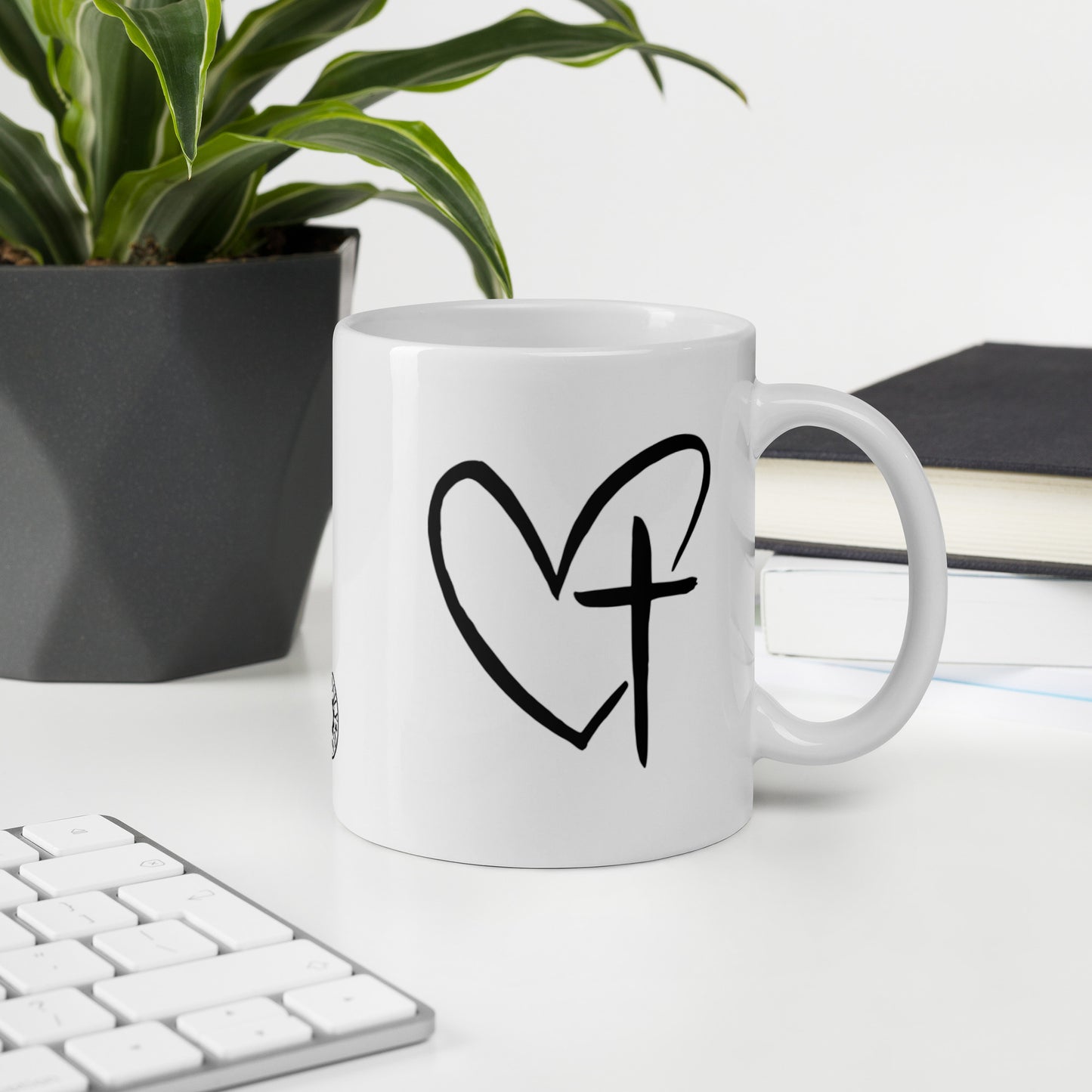 Heart w/ Cross White Glossy Mug